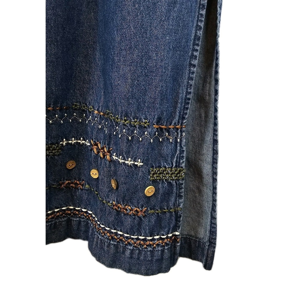 Carolina Blues Denim Womens 2 Pc Embroidered Maxi‎ Dress & Jacket Size 16 Cotton - Picture 6 of 12